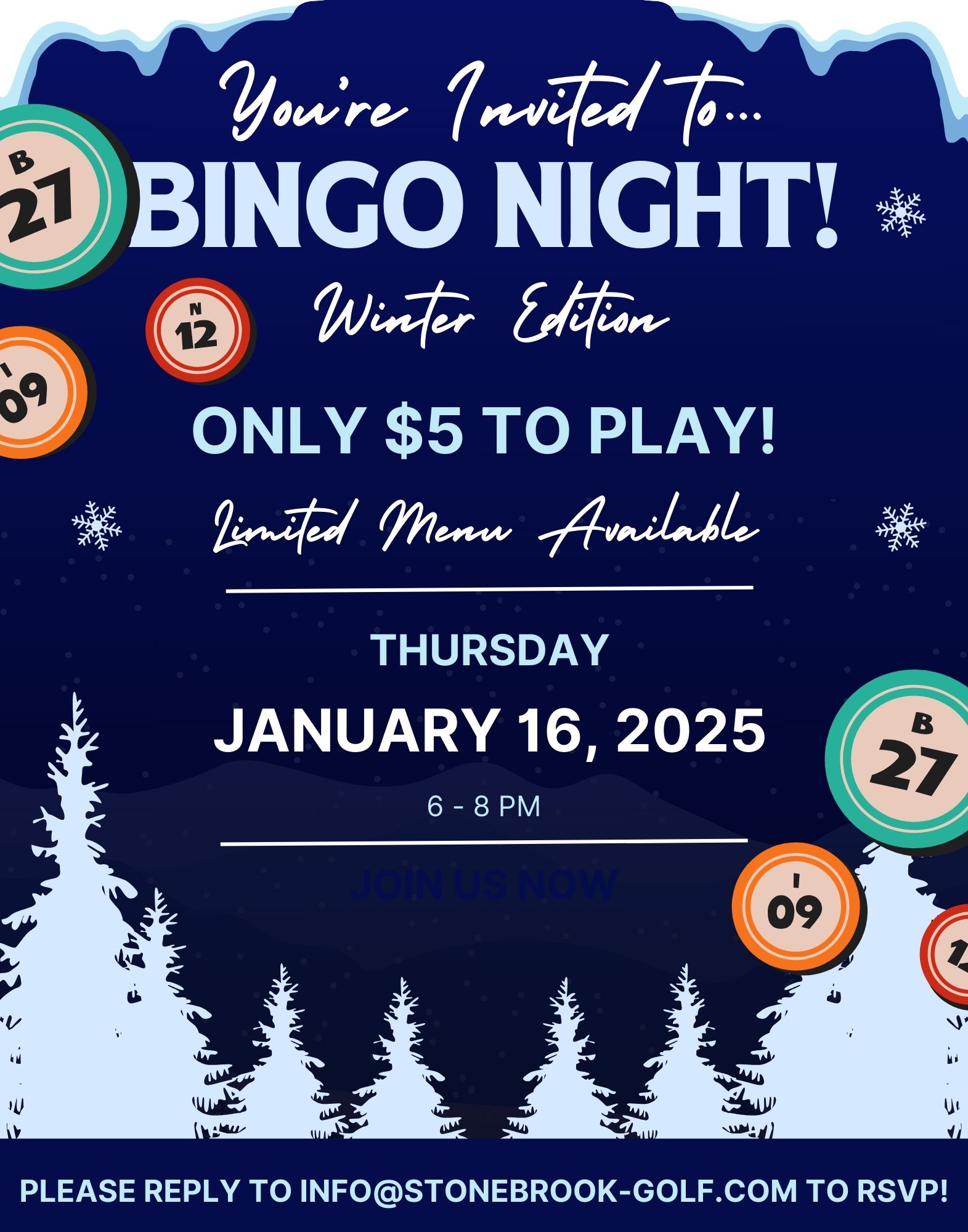 Blue And White Modern Christmas Bingo Poster 1